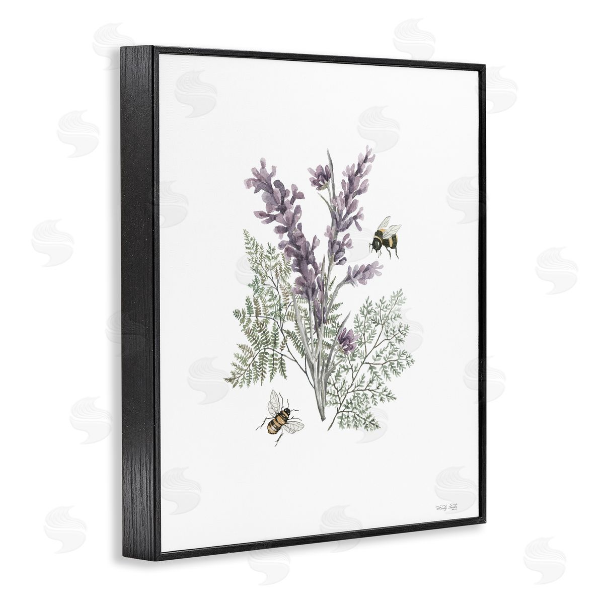 Bumble Bees and Lavender Black Frame Print Wall Art, Home Decor by Cindy Jacobs