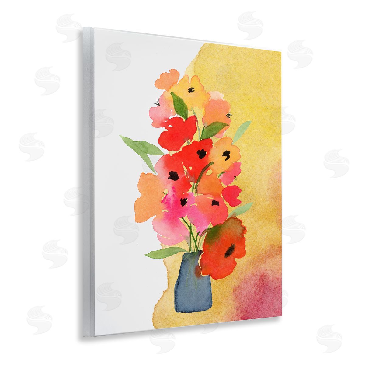 Bright Abstract Florals Wood Plaque Wall Art, Home Decor by Corinne Rose Designs