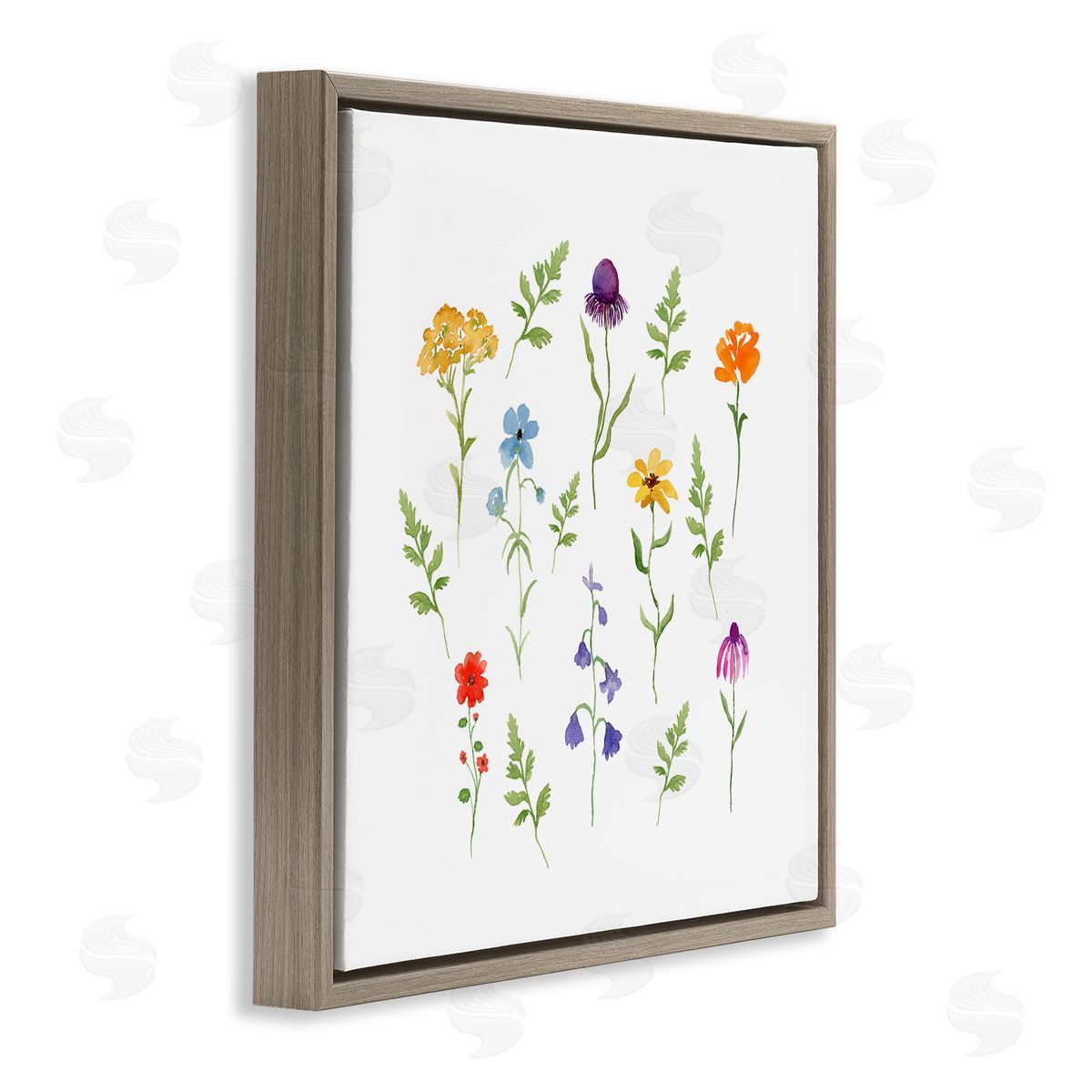 Corinne Rose Designs Various Cottage Herbs Brown Floating Frame Canvas Wall Art Print