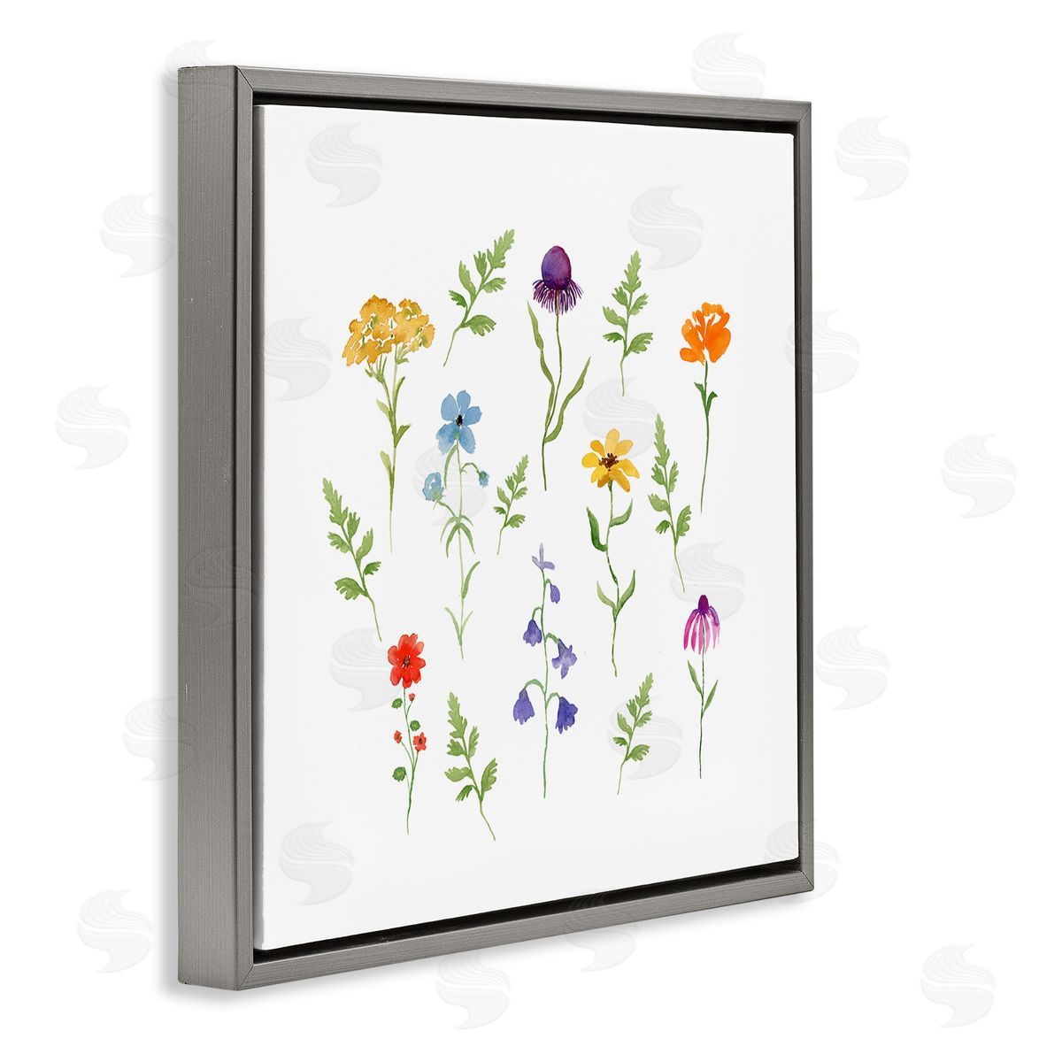 Corinne Rose Designs Various Cottage Herbs Gray Floating Frame Canvas Wall Art Print