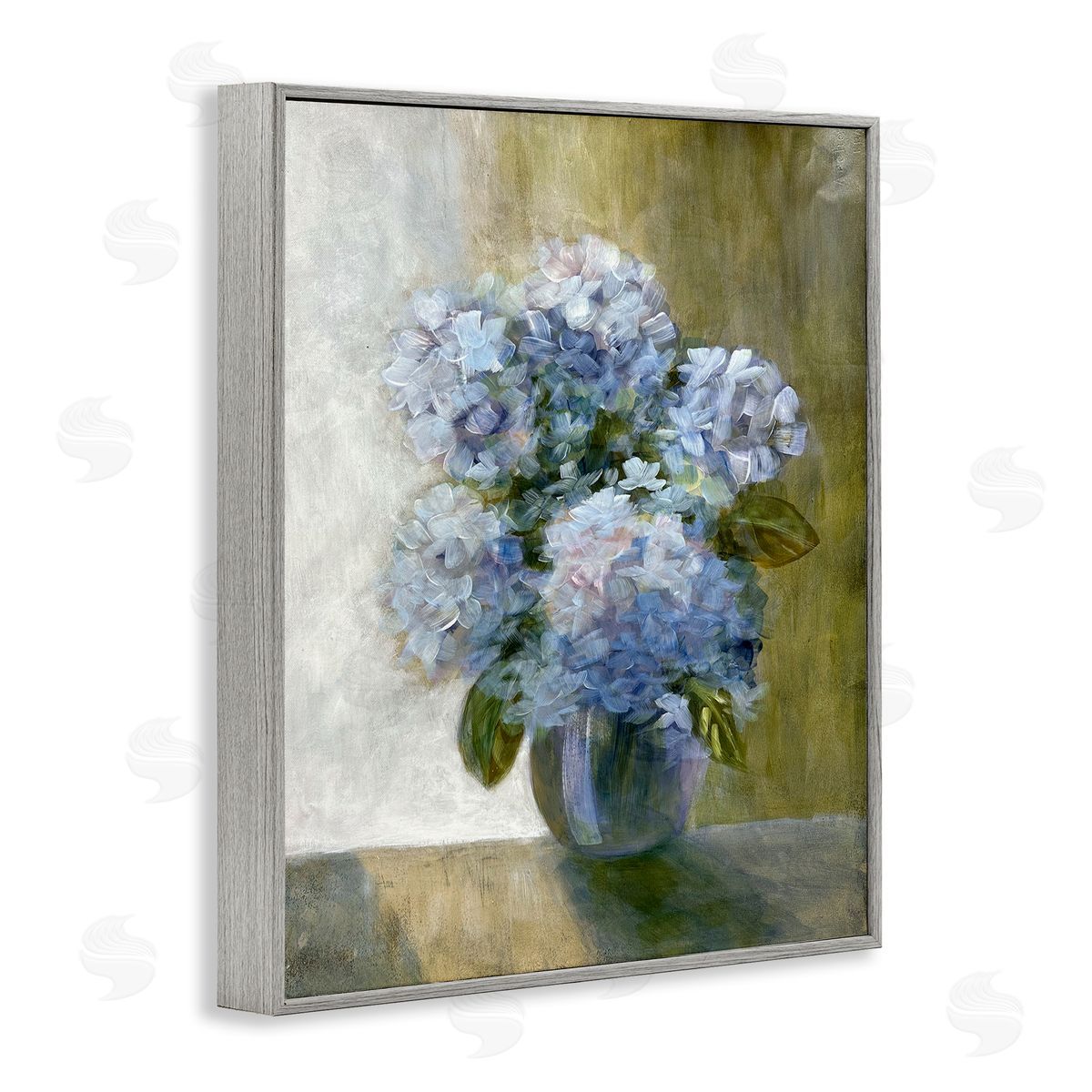 Hydrangeas in Vase Grey Frame Print Wall Art, Home Decor by Doris Charest