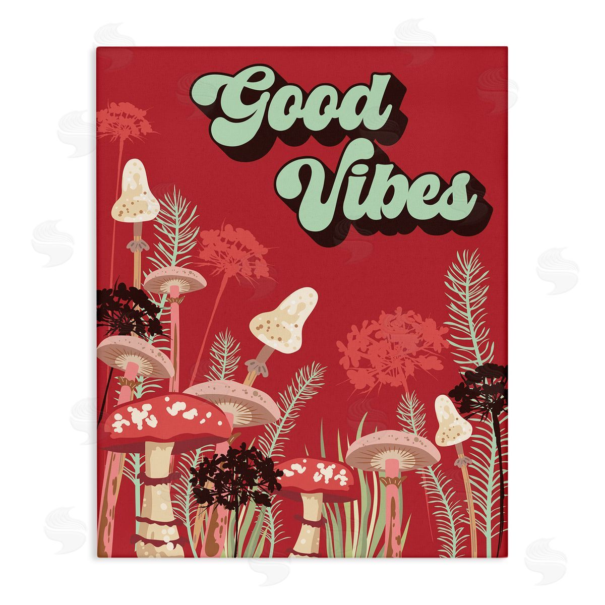 Good Vibes Mushrooms Canvas Wall Art, Home Decor by Diane Labombarbe