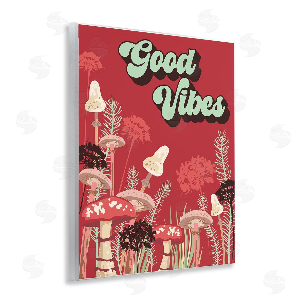 Good Vibes Mushrooms Wood Plaque Wall Art, Home Decor by Diane Labombarbe