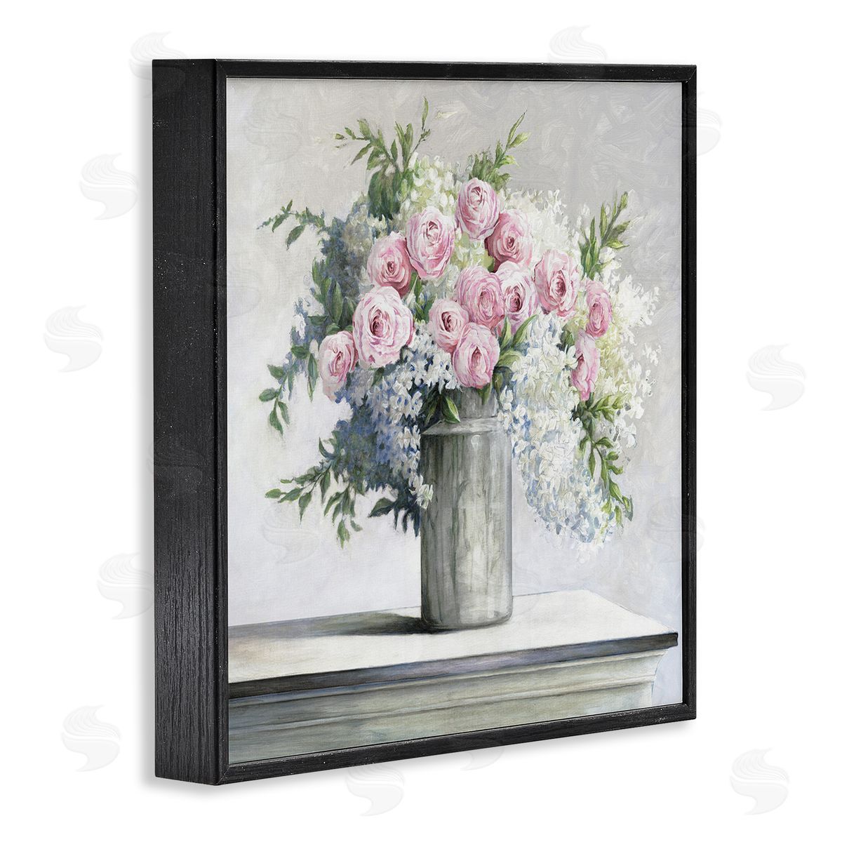 Soft Pink Roses Black Frame Print Wall Art, Home Decor by Dogwood Portfolio