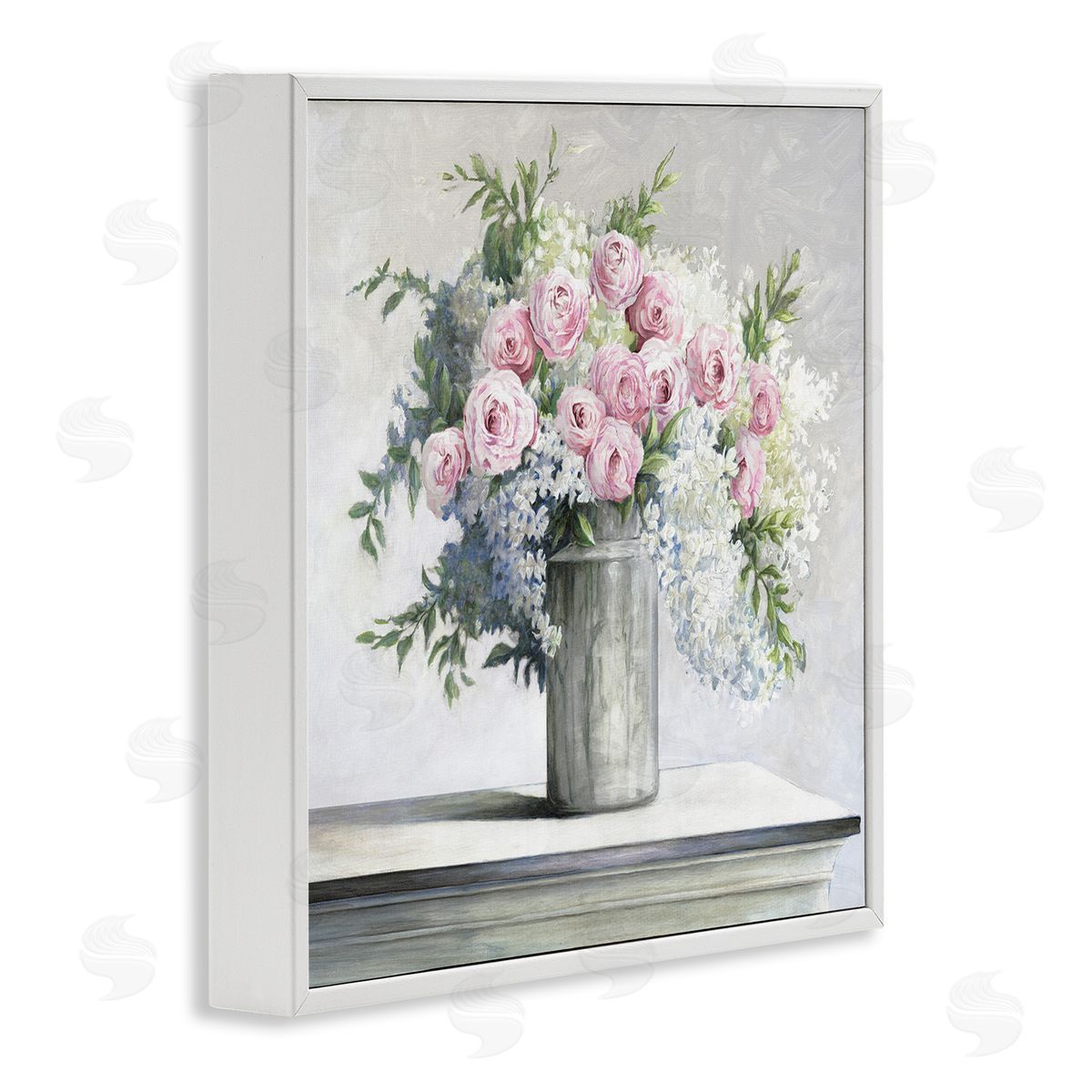 Soft Pink Roses White Frame Print Wall Art, Home Decor by Dogwood Portfolio