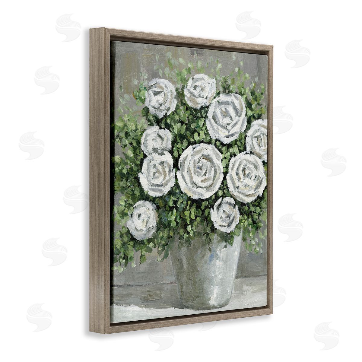Potted Ranunculus Blooms Brown Floating Frame Canvas Wall Art, Home Decor by Dogwood Portfolio