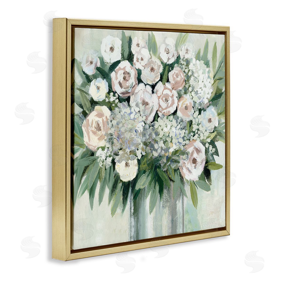 Dogwood Portfolio Charming Brushed Roses Gold Floating Frame Canvas Wall Art Print
