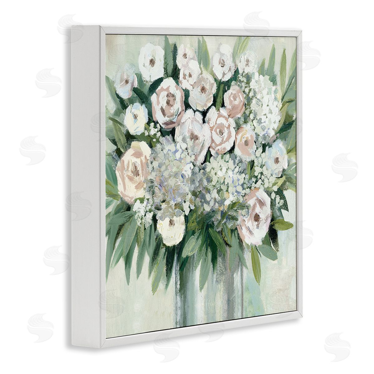Dogwood Portfolio Charming Brushed Roses White Framed Giclee Wall Art Print