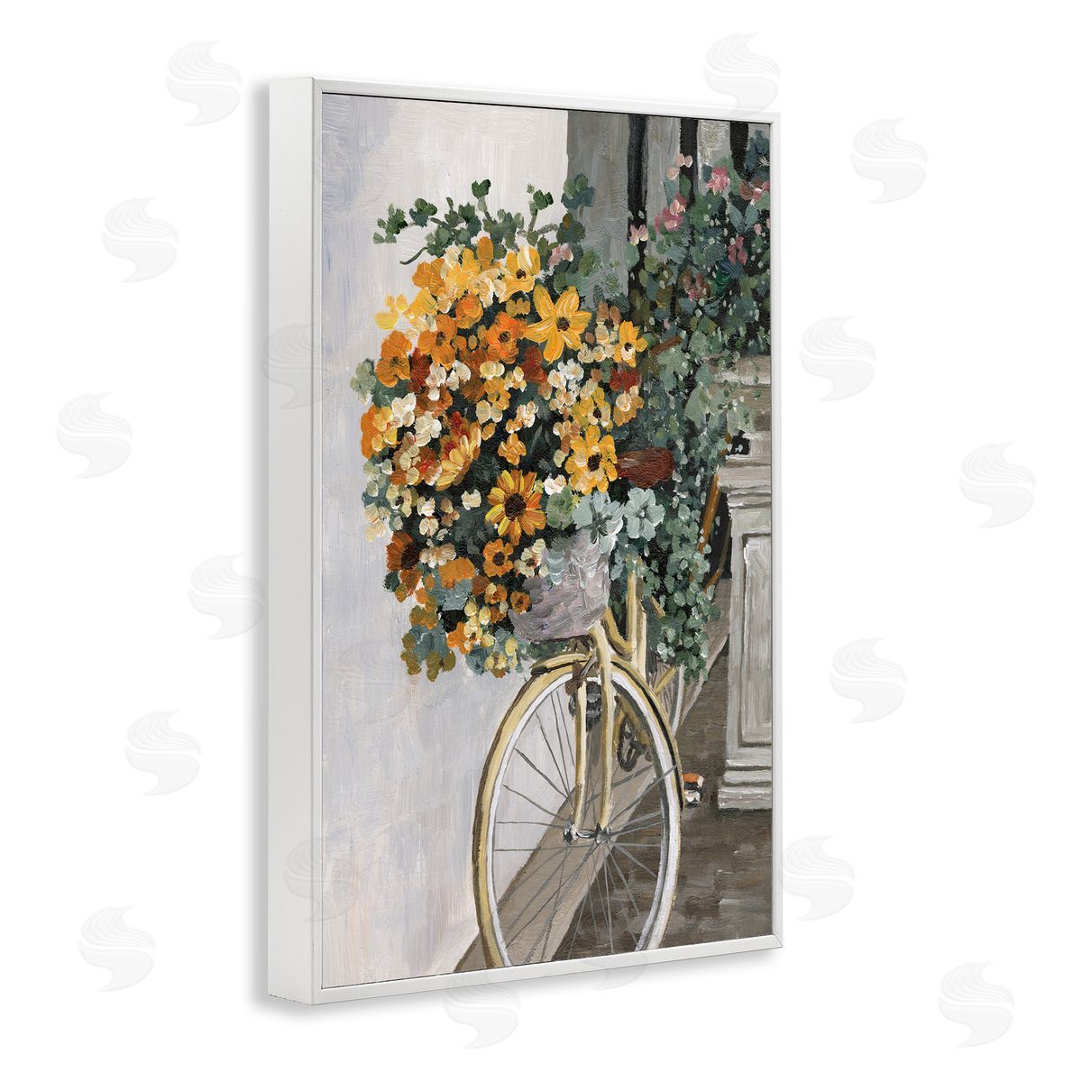 Bouquet on Bicycle White Frame Print Wall Art, Home Decor by Dogwood Portfolio
