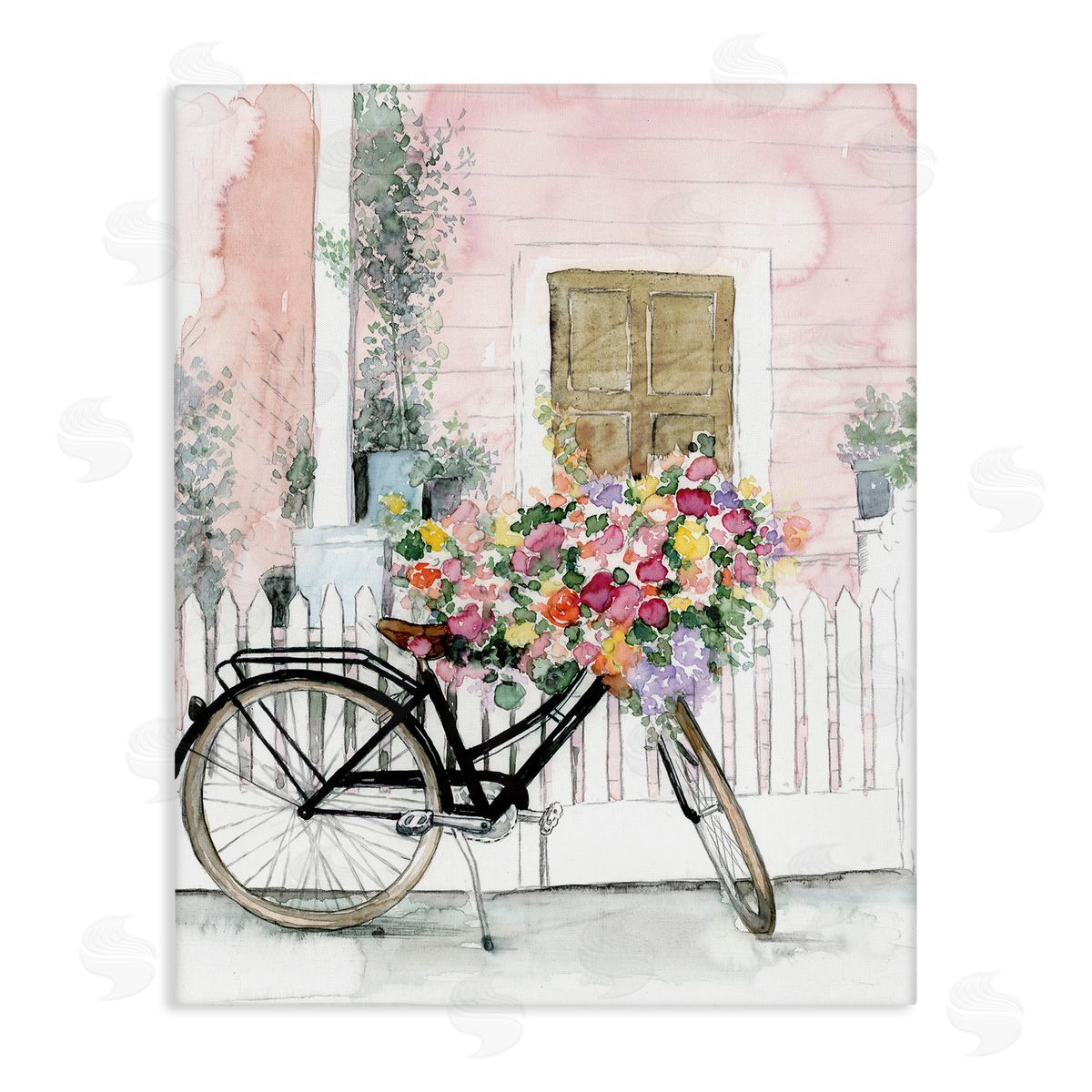Watercolor Bicycle Bouquet Canvas Wall Art, Home Decor by Dogwood Portfolio