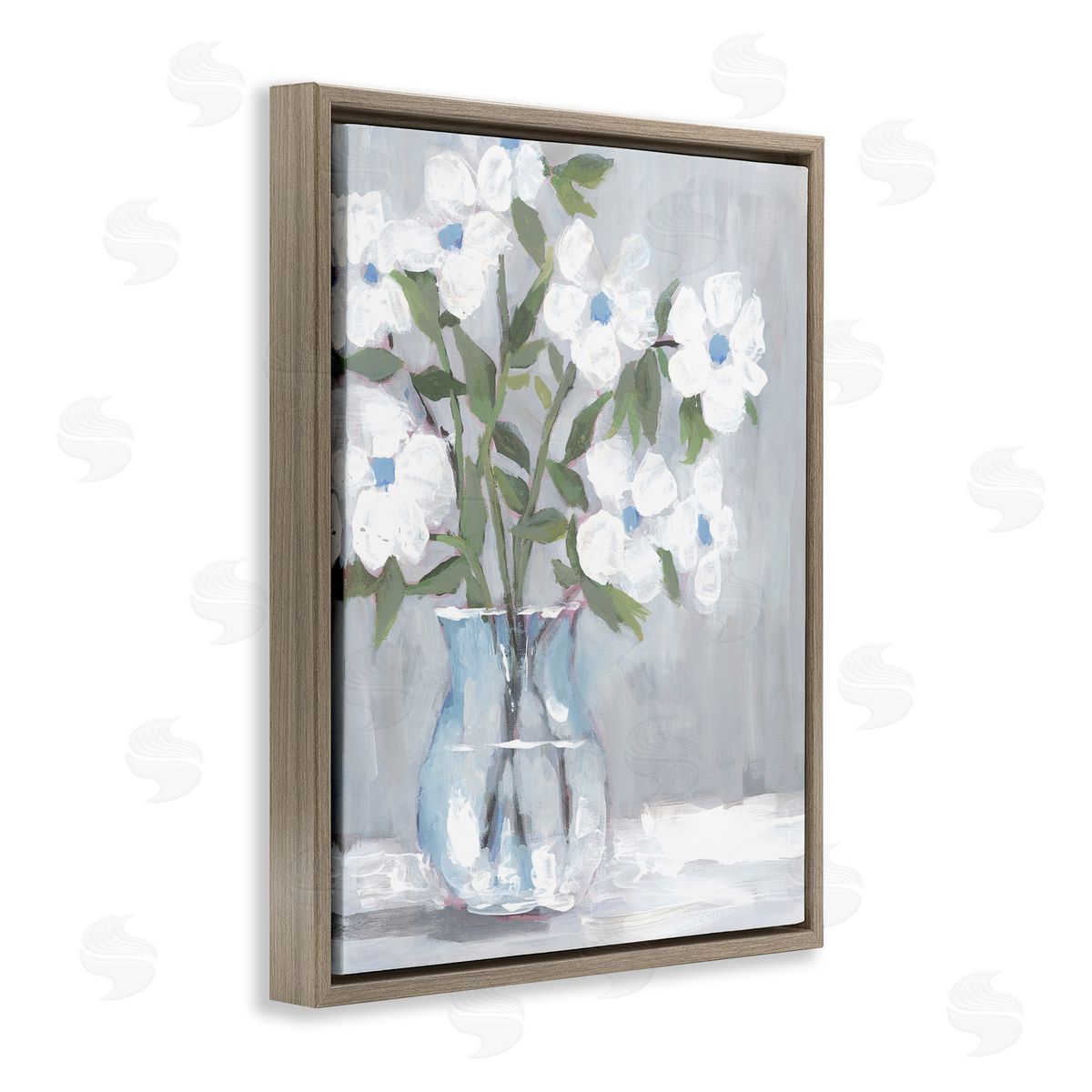 Pale Blossom Bouquet Brown Floating Frame Canvas Wall Art, Home Decor by Dogwood Portfolio