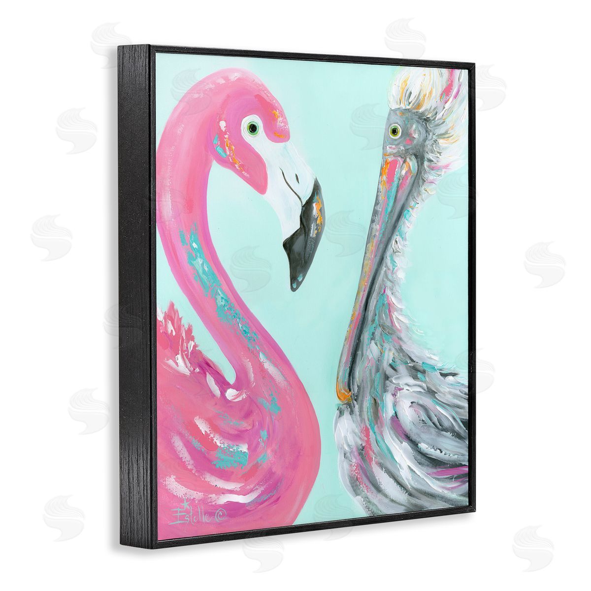 Wild Nautical Birds Black Frame Print Wall Art, Home Decor by Estelle Grengs