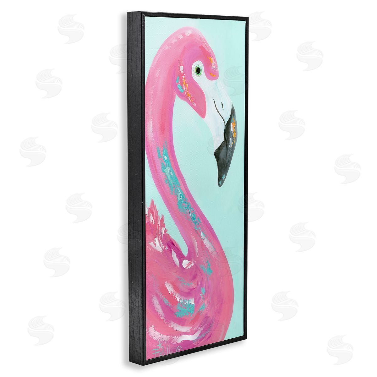 Odd Flamingo Portrait Black Frame Print Wall Art, Home Decor by Estelle Grengs