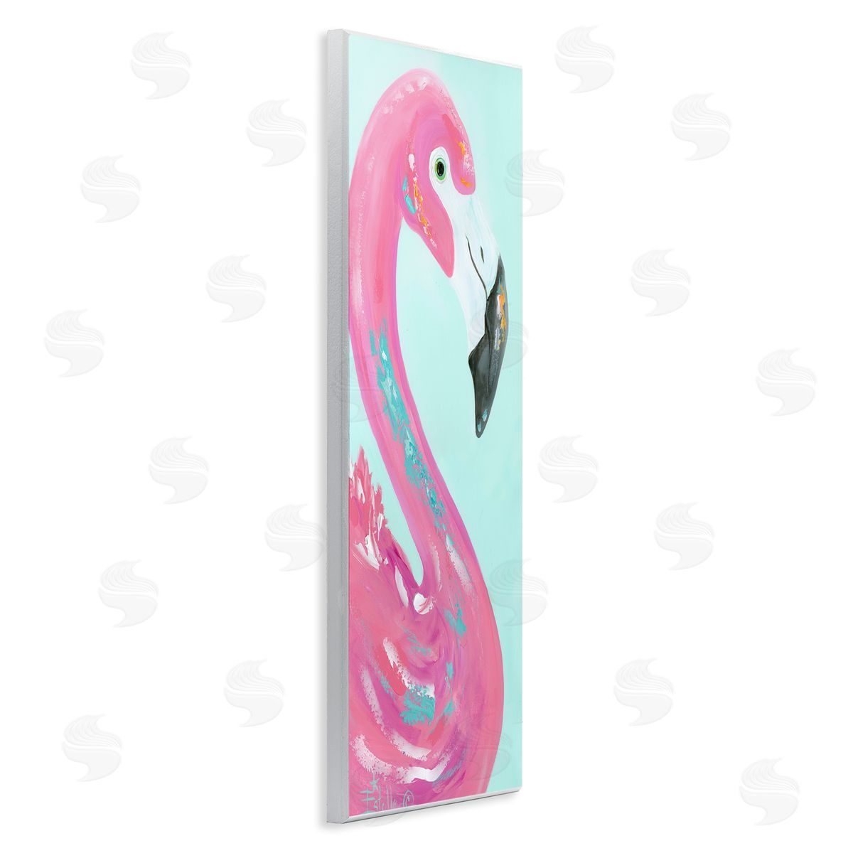 Odd Flamingo Portrait Wood Plaque Wall Art, Home Decor by Estelle Grengs