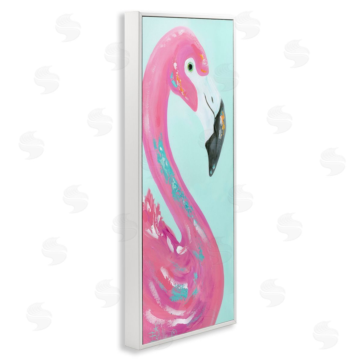Odd Flamingo Portrait White Frame Print Wall Art, Home Decor by Estelle Grengs