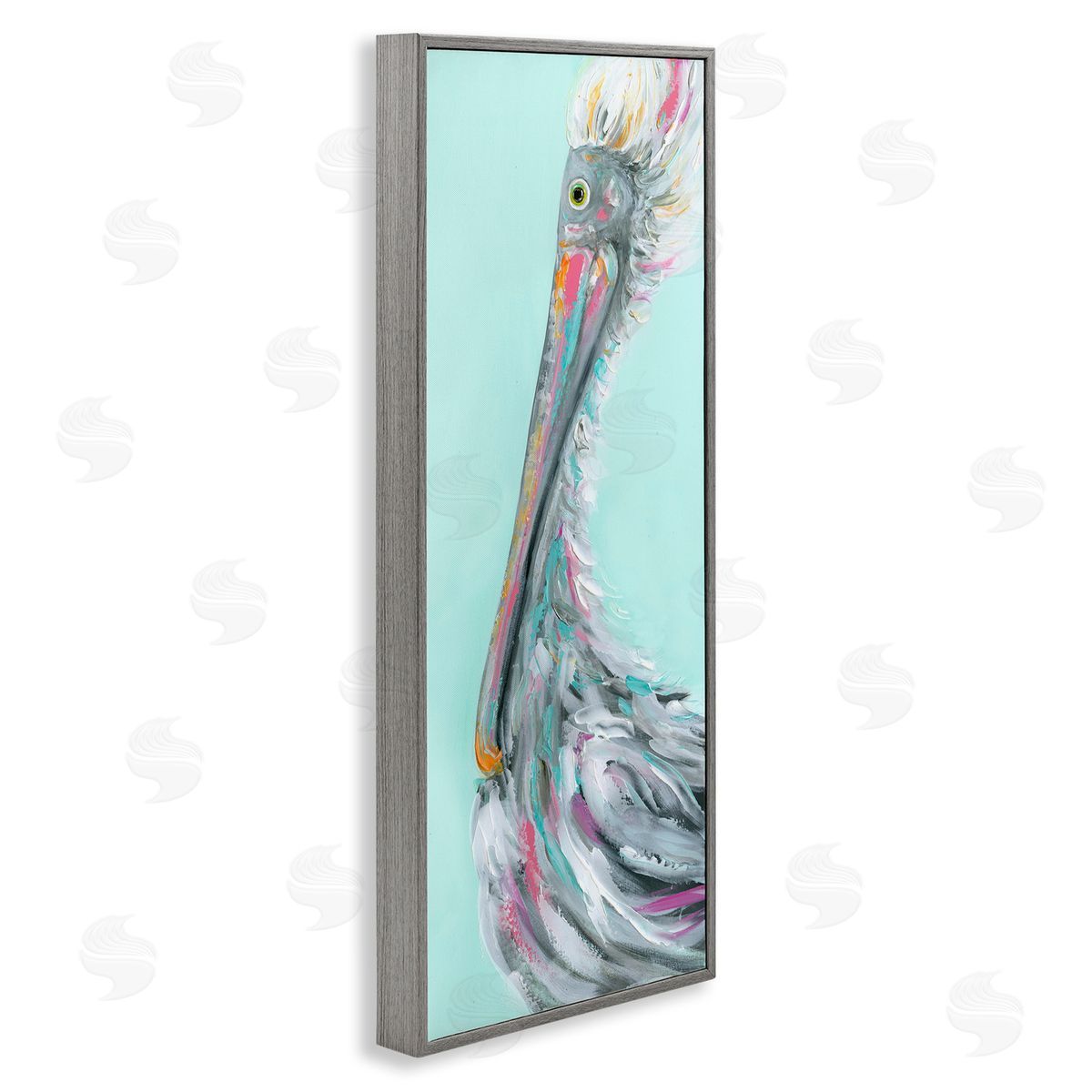 Odd Pelican Portrait Grey Frame Print Wall Art, Home Decor by Estelle Grengs