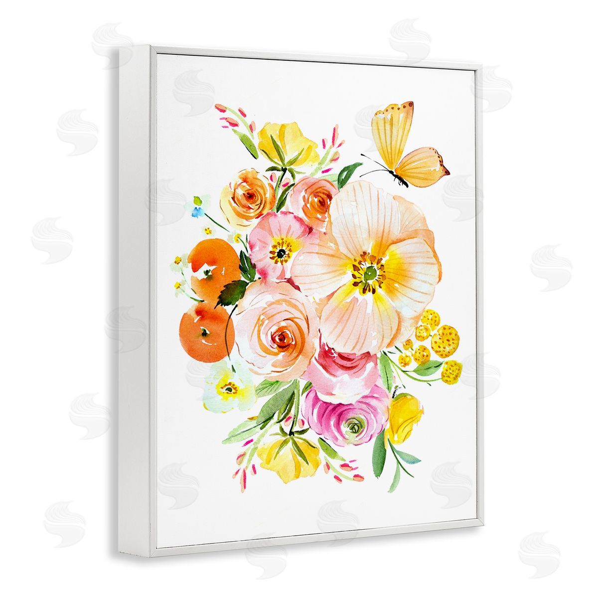 Varied Flower Bundle White Frame Print Wall Art, Home Decor by Enya Todd