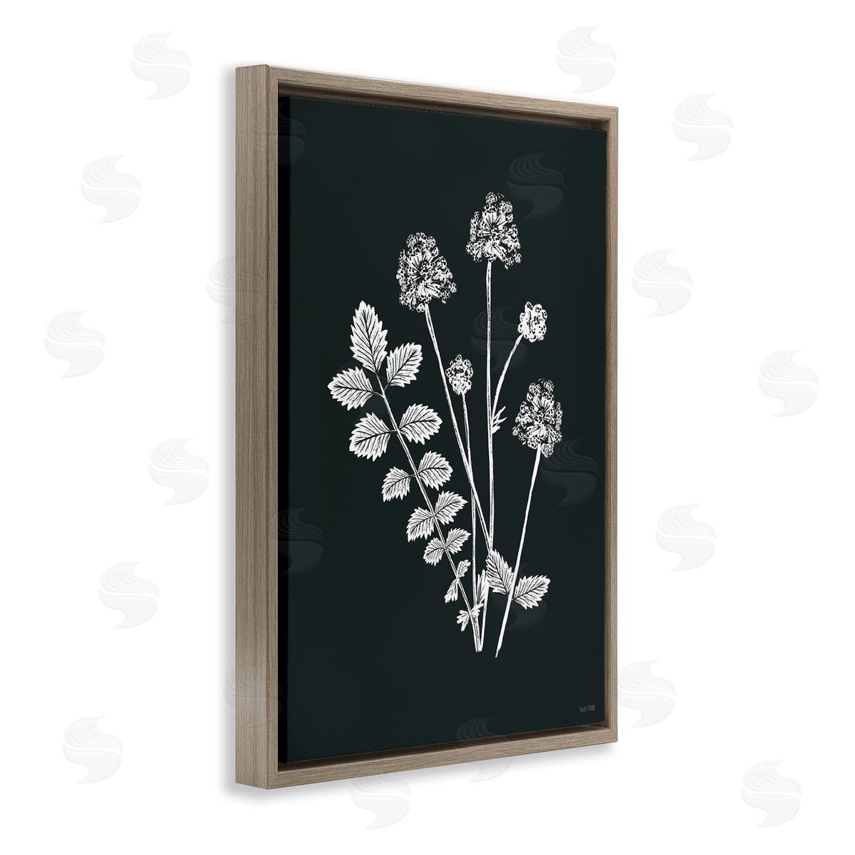 Herb Bunches Impression Brown Floating Frame Canvas Wall Art, Home Decor by House Fenway
