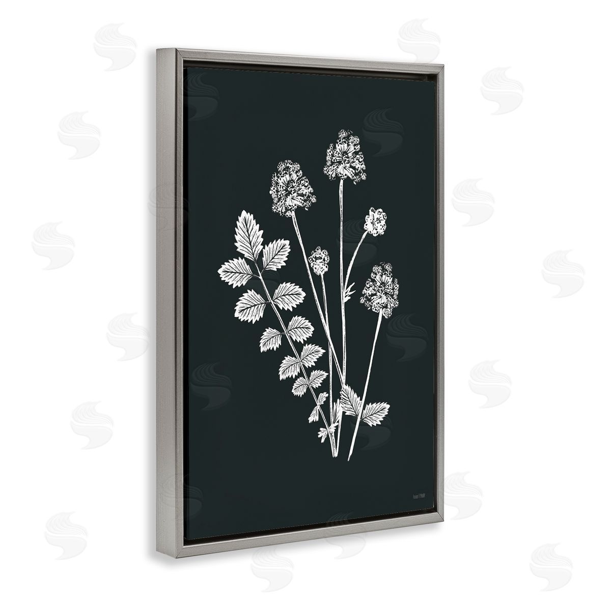 Herb Bunches Impression Grey Floating Frame Canvas Wall Art, Home Decor by House Fenway