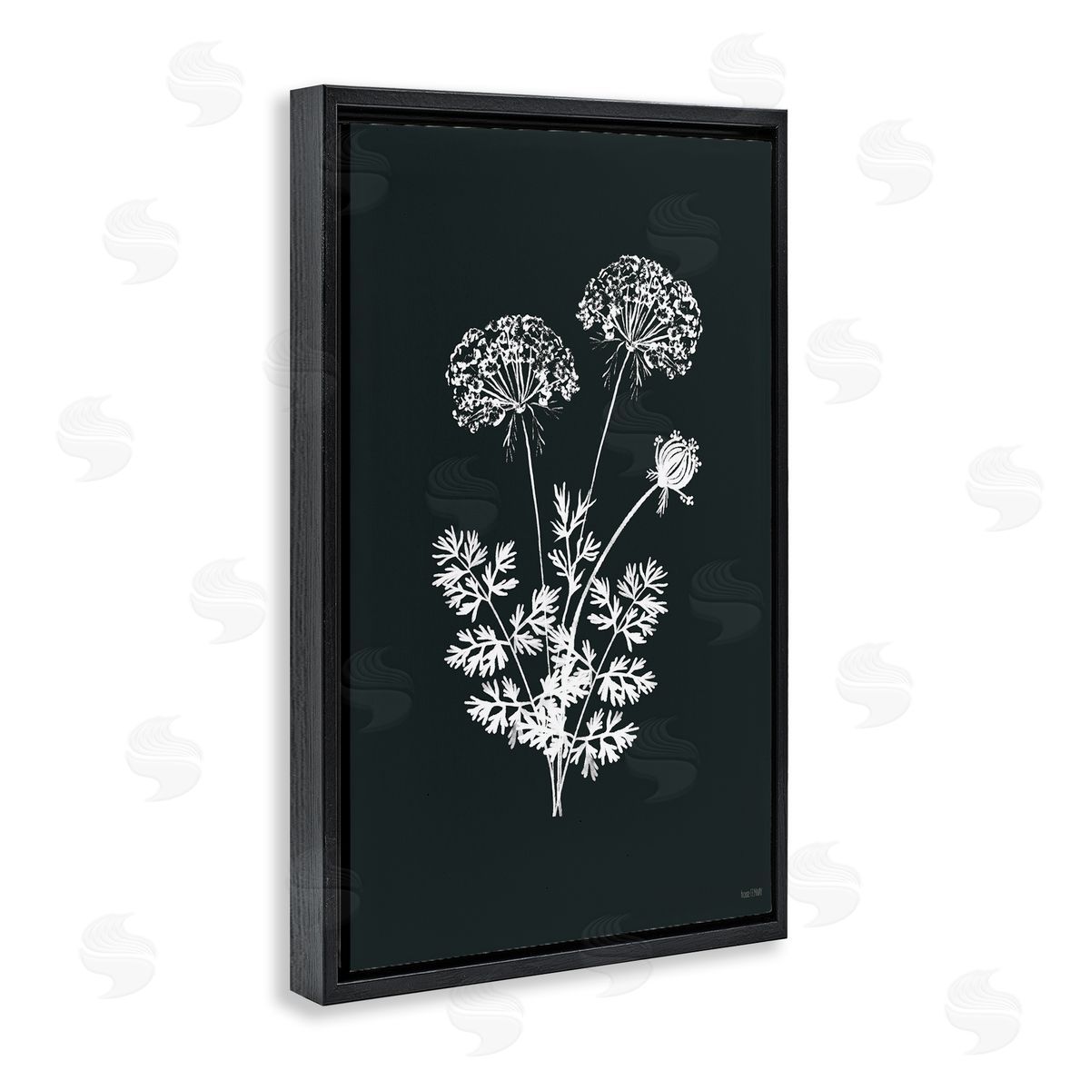 Black Herb Bunches Black Floating Frame Canvas Wall Art, Home Decor by House Fenway