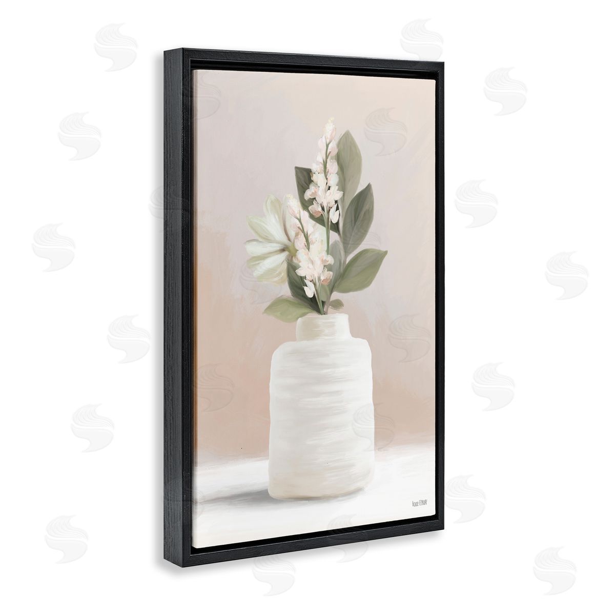 Simple Potted Herb Black Floating Frame Canvas Wall Art, Home Decor by House Fenway