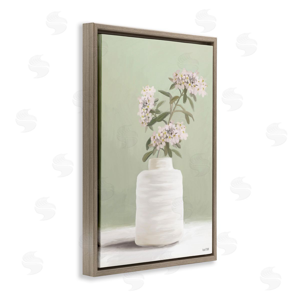 Simple Herb Vase Brown Floating Frame Canvas Wall Art, Home Decor by House Fenway