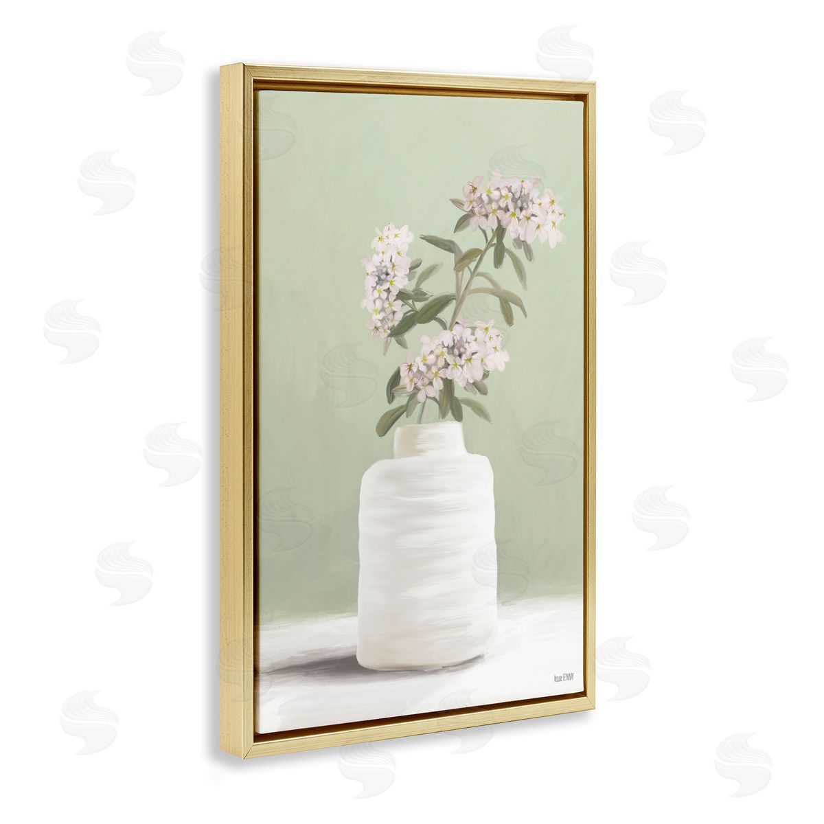 Simple Herb Vase Gold Floating Frame Canvas Wall Art, Home Decor by House Fenway