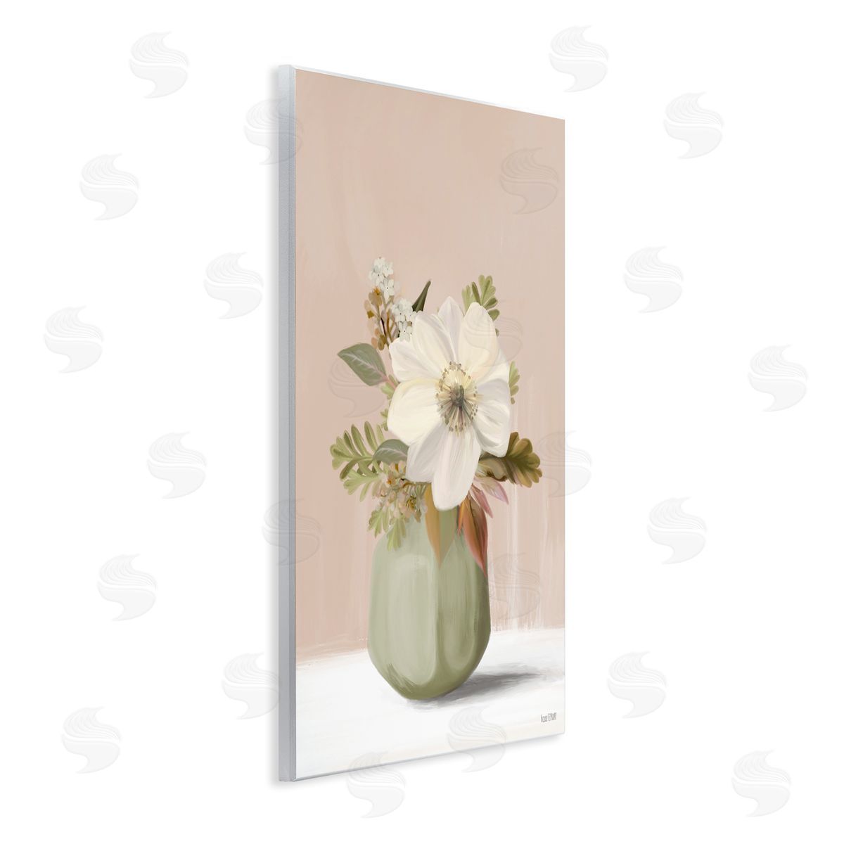 Peach Pink Vase Wood Plaque Wall Art, Home Decor by House Fenway