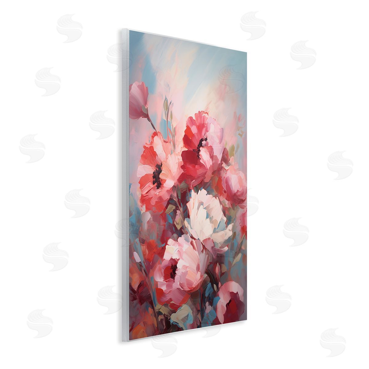 Red and White Anemones Wood Plaque Wall Art, Home Decor by Gina Kelly