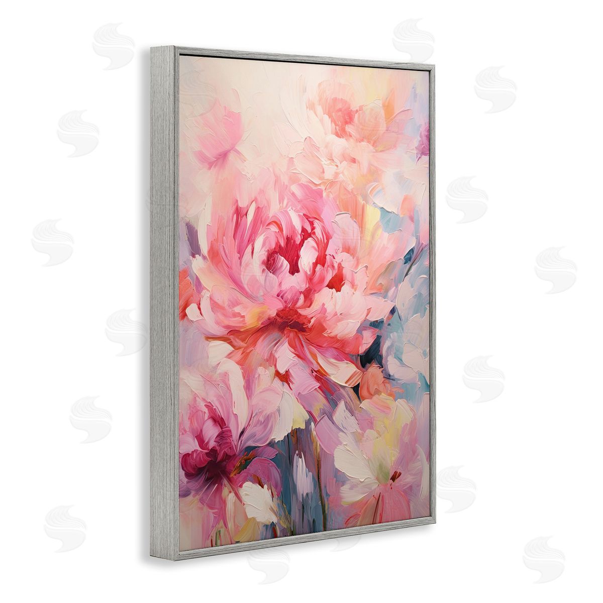 Floral Explosions Abstract Grey Frame Print Wall Art, Home Decor by Gina Kelly