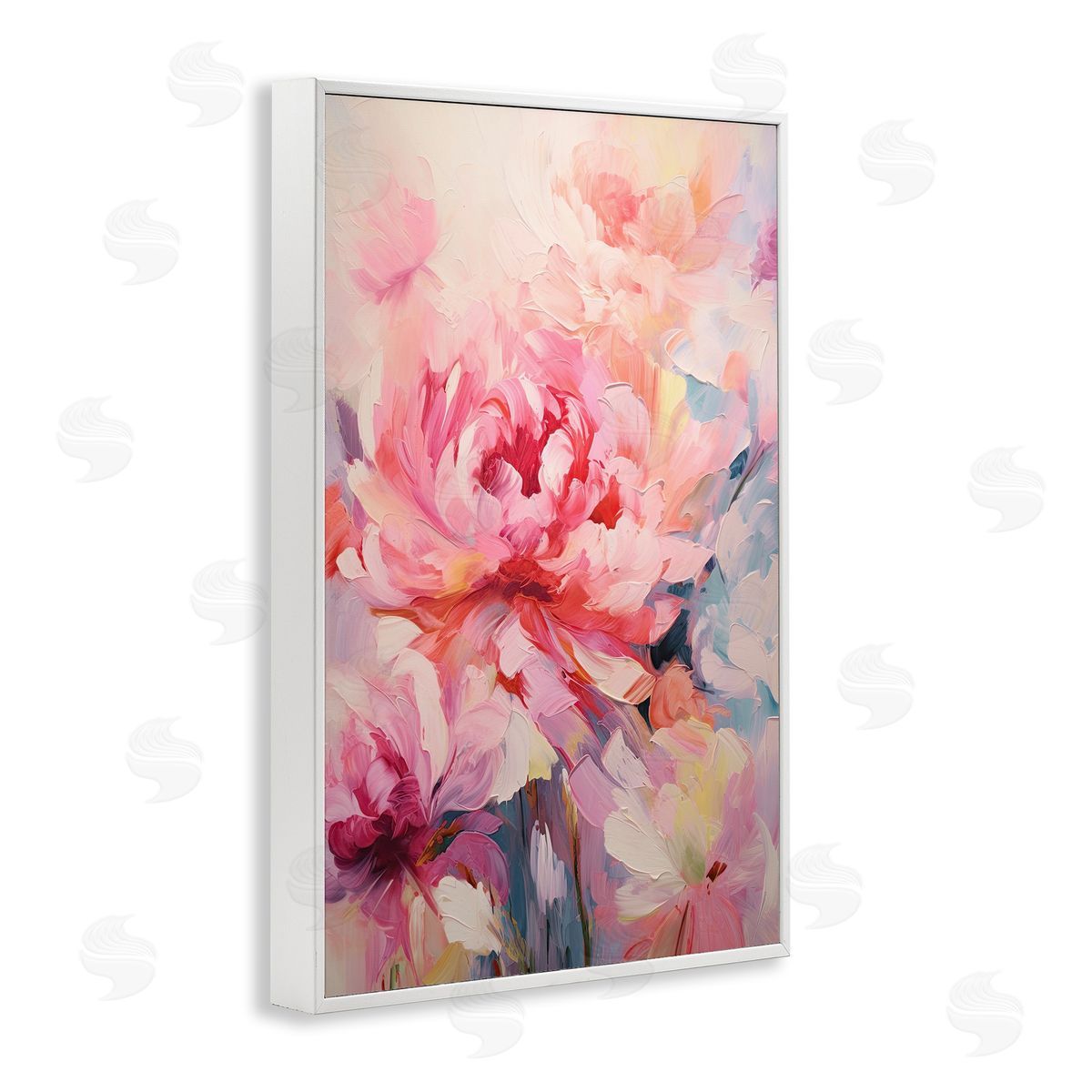 Floral Explosions Abstract White Frame Print Wall Art, Home Decor by Gina Kelly