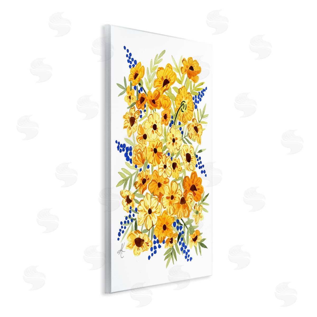 Golden Cosmos Flowers Wood Plaque Wall Art, Home Decor by Alexandria Gilbert Kincaid