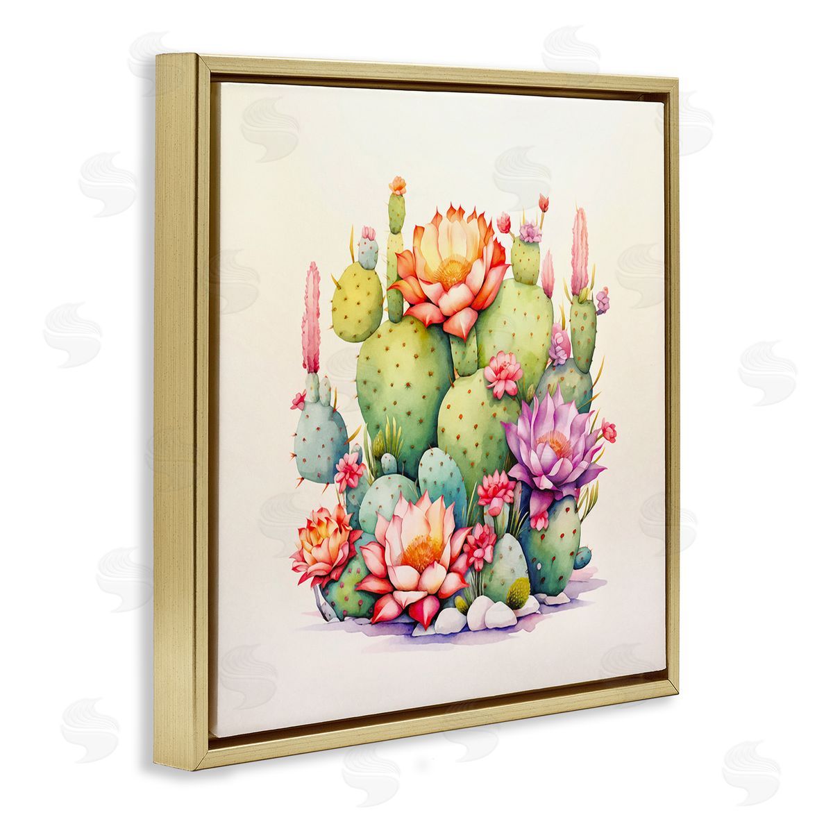Andrea Haase Desert Spring Blooms Gold Floating Frame Canvas Wall Art Print