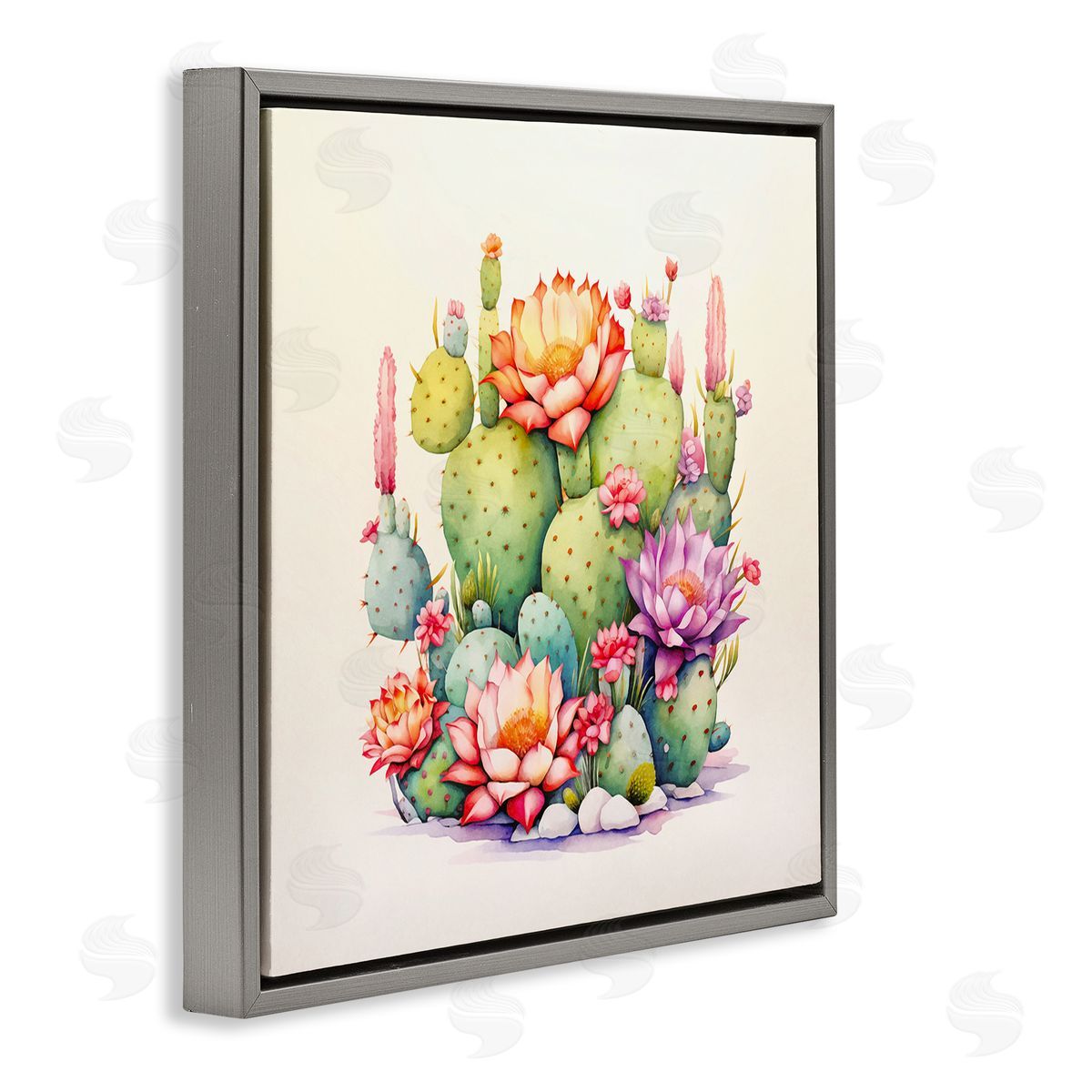 Andrea Haase Desert Spring Blooms Gray Floating Frame Canvas Wall Art Print