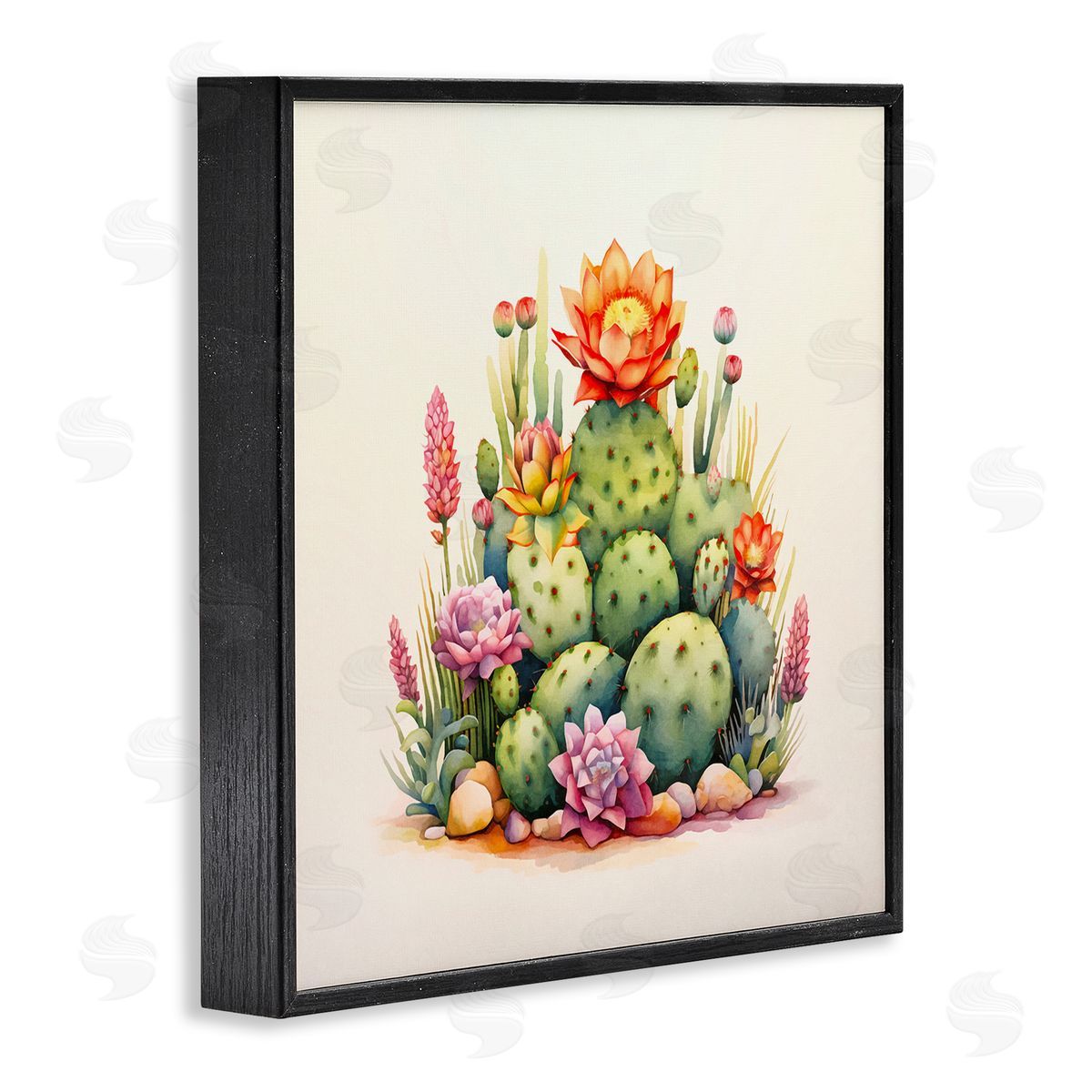 Andrea Haase Desert Spring Cacti Black Framed Giclee Wall Art Print