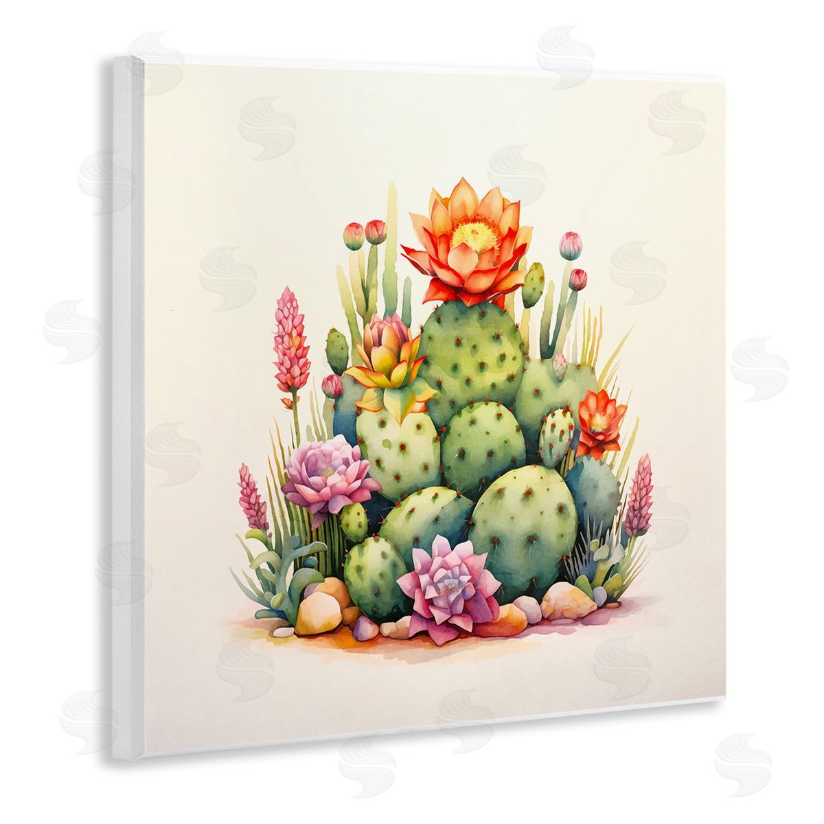 Andrea Haase Desert Spring Cacti Wooden Wall Plaque Art Print