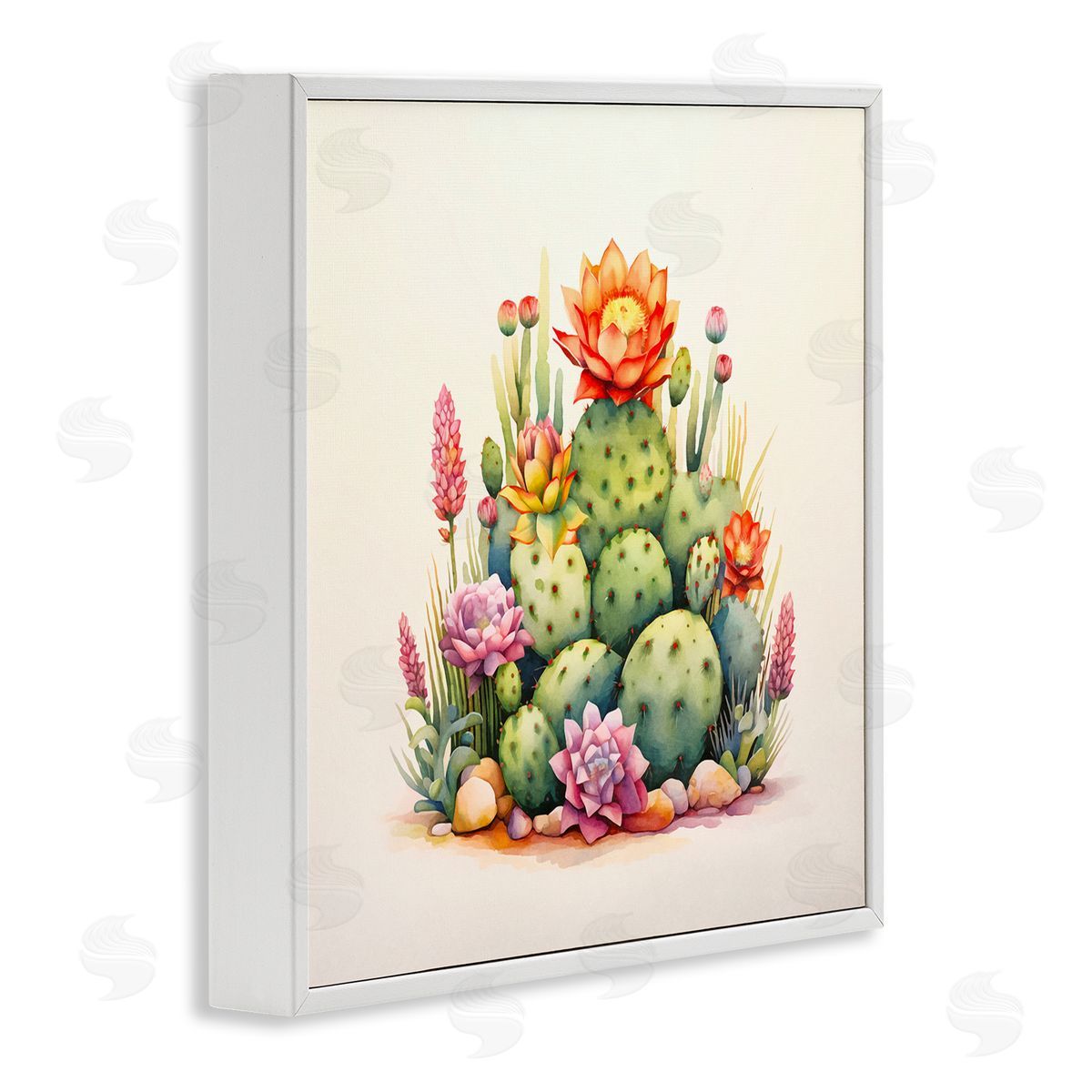 Andrea Haase Desert Spring Cacti White Framed Giclee Wall Art Print