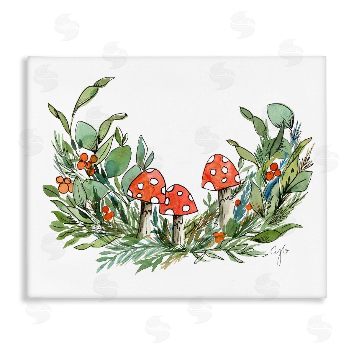 Alexandria Gilbert Kincaid Mushrooms and Greens Canvas Wall Art Print
