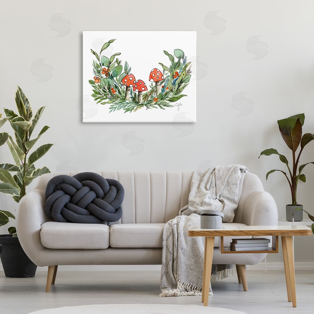 Alexandria Gilbert Kincaid Mushrooms and Greens Canvas Wall Art Print in Room