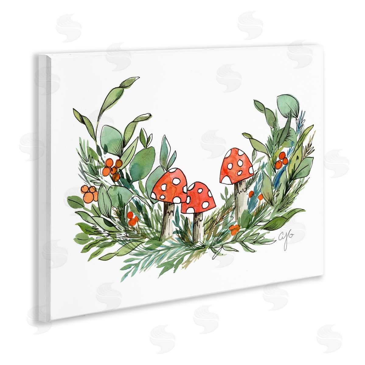 Alexandria Gilbert Kincaid Mushrooms and Greens Wooden Wall Plaque Art Print