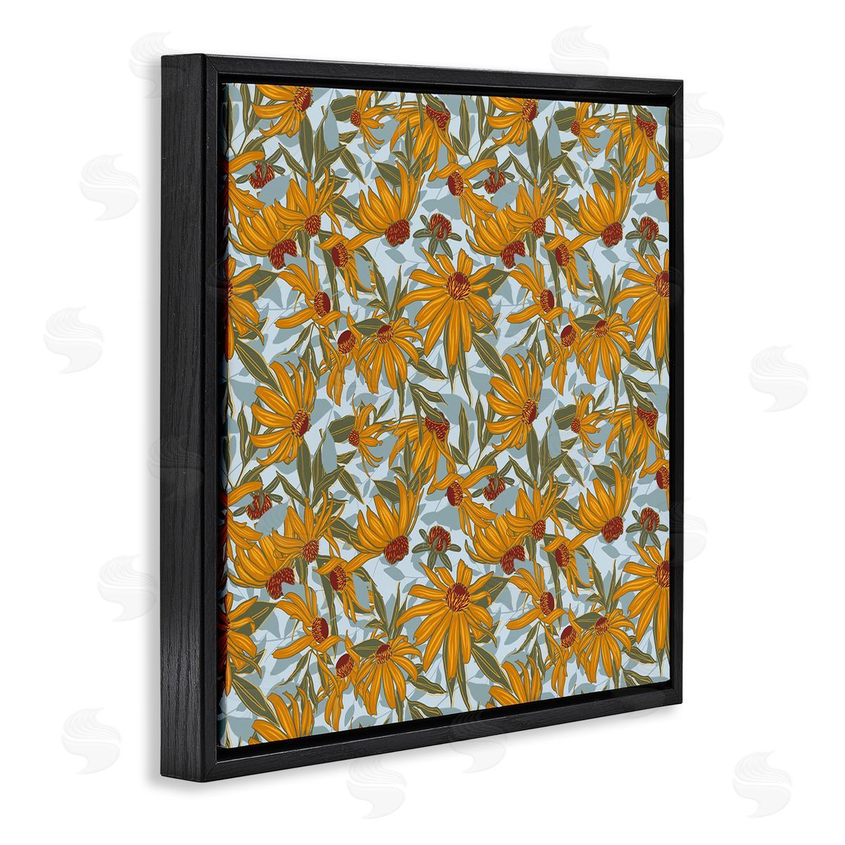 Alexandria Gilbert Kincaid Black Eyed Susan Pattern Black Floating Frame Canvas Wall Art Print