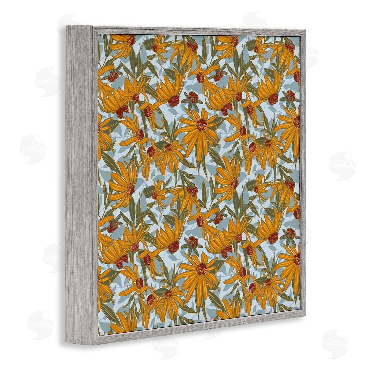 Alexandria Gilbert Kincaid Black Eyed Susan Pattern Gray Framed Giclee Wall Art Print