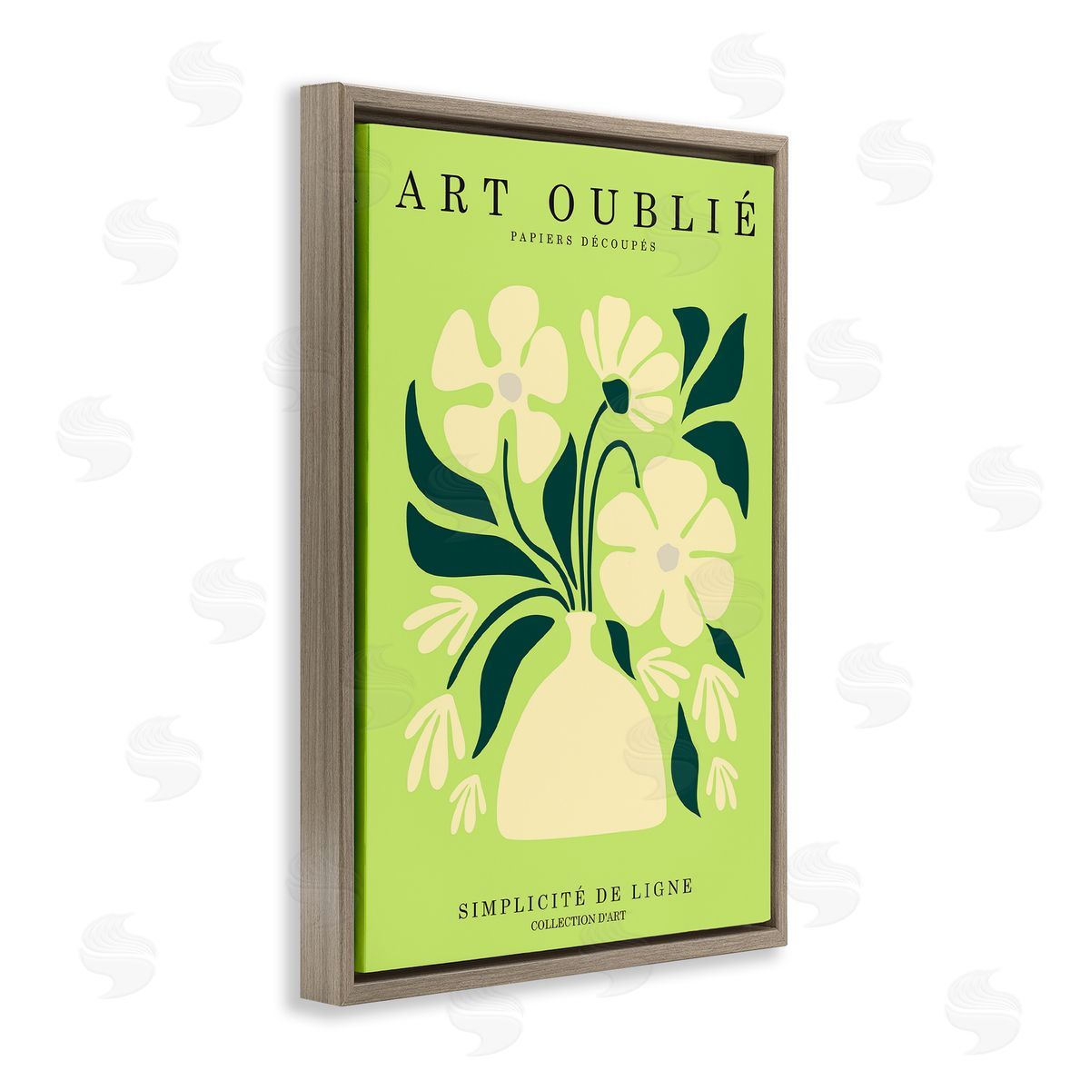 French Gallery Bouquet Brown Floating Frame Canvas Wall Art, Home Decor by Incado