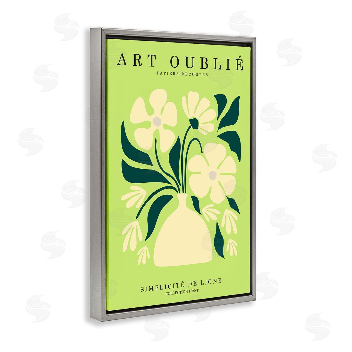 French Gallery Bouquet Grey Floating Frame Canvas Wall Art, Home Decor by Incado