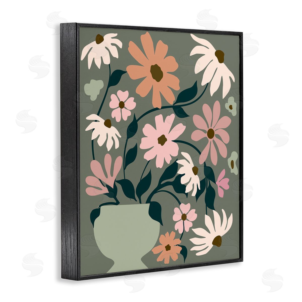 Gerbera Daisy Bouquet Black Frame Print Wall Art, Home Decor by Incado