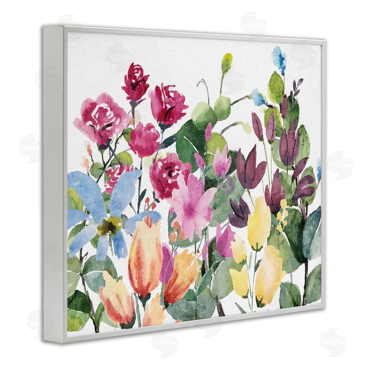 Floral Blooming Colors White Frame Print Wall Art, Home Decor by Kim Allen