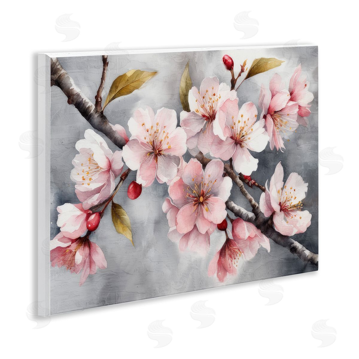 Blossoms On Grey Wood Plaque Wall Art, Home Decor by Kim Allen
