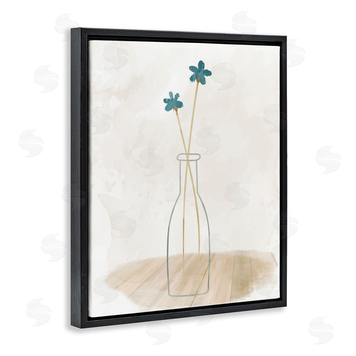Simple Watercolor Vase Black Floating Frame Canvas Wall Art, Home Decor by Kim Allen
