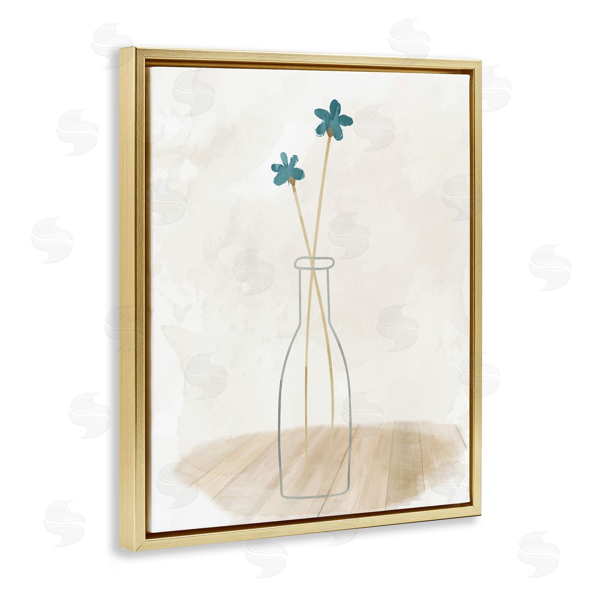 Simple Watercolor Vase Gold Floating Frame Canvas Wall Art, Home Decor by Kim Allen