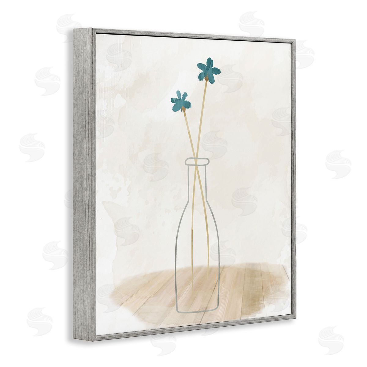 Simple Watercolor Vase Grey Frame Print Wall Art, Home Decor by Kim Allen